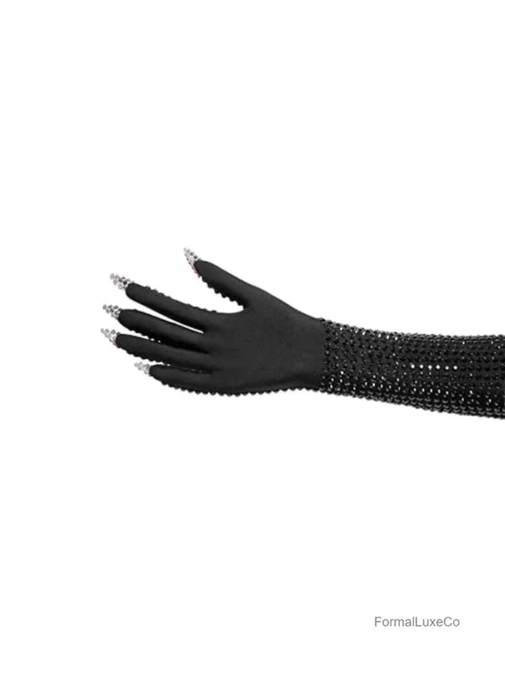 Long Sparkly Gloves with Rhinestone Embellishments Costume Accessory